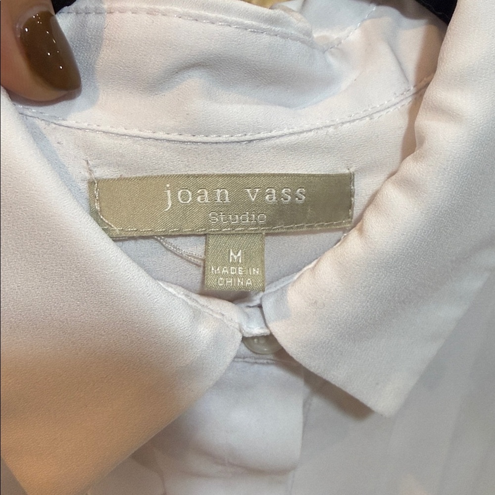 Joan Vass Studo Vintage Women’s Tuxedo shirt dress white Size Medium - Picture 3 of 11